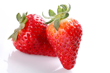 Fresh strawberries on white background
