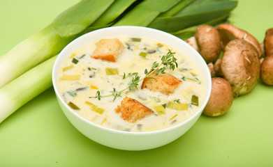 Cream of Mushroom and Leek soup