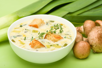 Cream of Mushroom and Leek soup