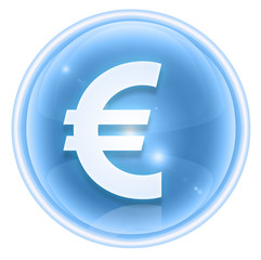 Euro icon ice, isolated on white background