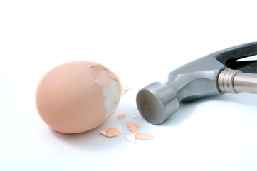 Egg crushed by hammer