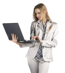 Sexy businesswoman with laptop