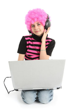child  with laptop