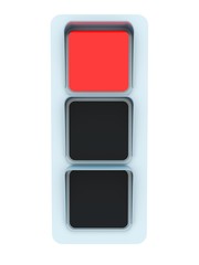 Red traffic light isolated on white