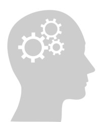 Illustration of cogs or gears in human head