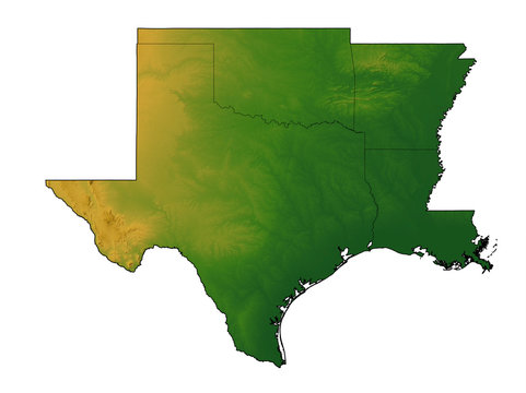 Map Of Arkansas And Texas Terrain Map Of Texas, Oklahoma, Arkansas, And Louisiana Stock Illustration  | Adobe Stock