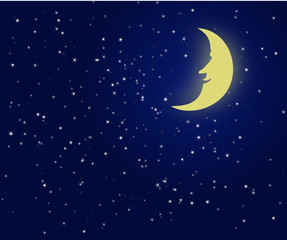 Naklejka na ściany i meble Illustration of a night sky with fantastic moon