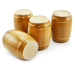 Gold tuns from wine cellar isolated