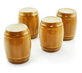 Gold tuns from wine cellar isolated