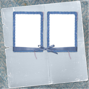 Two frames for photo with bow and ribbon
