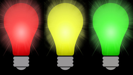 Red Yellow and Green lightbulbs