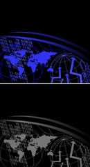 World Map and Digital Numbers