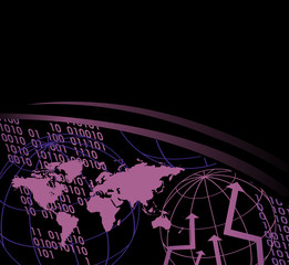World Map and Digital Numbers