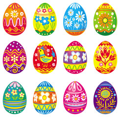 Collection of multicolored vector eggs