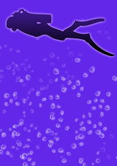 Flyer Hintergrund / Handzettel taucher mit luftblasen