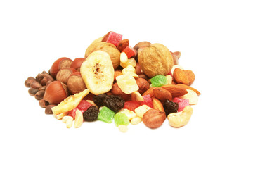 Fototapeta na wymiar Nuts and dried fruits.