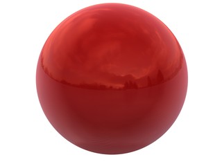 Rote Kugel mit Landschaftsspiegelung