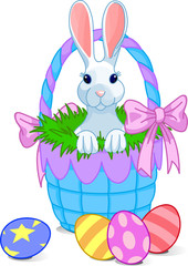 Pretty Easter basket with cute bunny