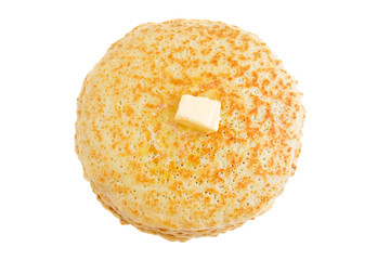 Hot pancakes with a butter (top view)