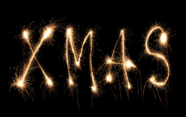 Word xmas written sparkler.