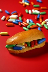 Sandwich made of colorful candy sweet