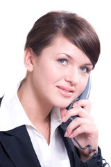 Portrait of young beautiful woman in office environment