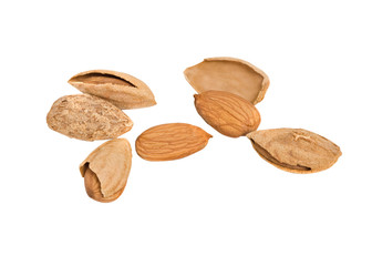 Almonds isolated on white background