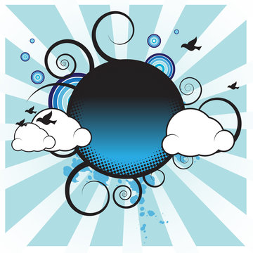 Retro Banner With Clouds