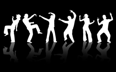 Dancing people silhouettes