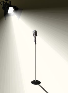 Microphone under spotlight
