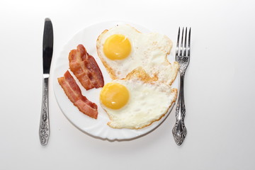 Classic Breakfast isolated on white background.
