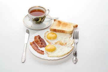 Classic Breakfast isolated on white background.