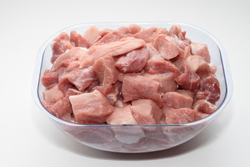 Pieces of meat isolated on white background.