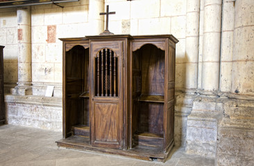 Confessional in Saint Pierre Cathedral, Poitiers, France
