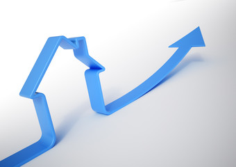 Growing home sales 3D illustration