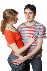 Couple over white background