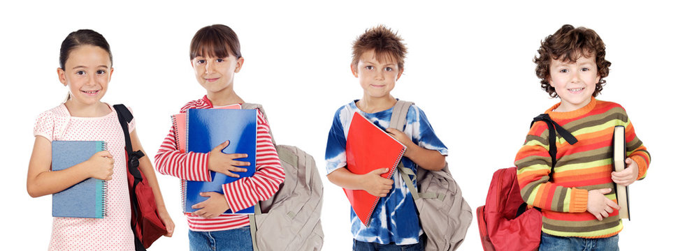 Many children students returning to school