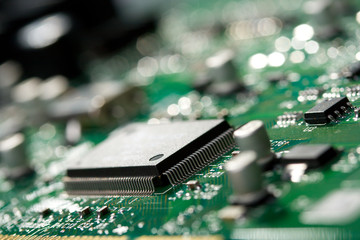 microchip on green circuit board