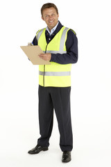 Courier Writing On A Clipboard