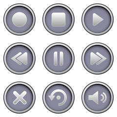 Music and media player icons on modern vector button set