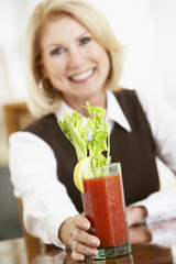 Woman Drinking A Bloody Mary