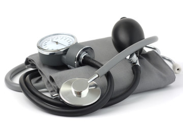 Sphygmomanometer with stethoscope