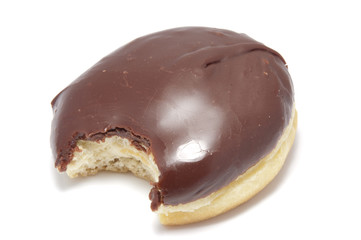 Bitten donut isolated on white