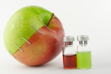 New apple made of red and green liquid