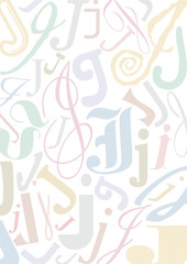 Hintergrund mit pastellfarbenem Buchstaben J
