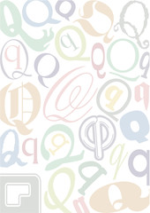 Hintergrund mit pastellfarbenem Buchstaben Q