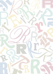 Hintergrund mit pastellfarbenem Buchstaben R