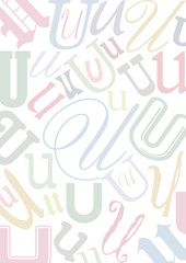 Hintergrund mit pastellfarbenem Buchstaben U