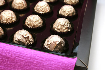 candy in box - golden colors - holidays and gift