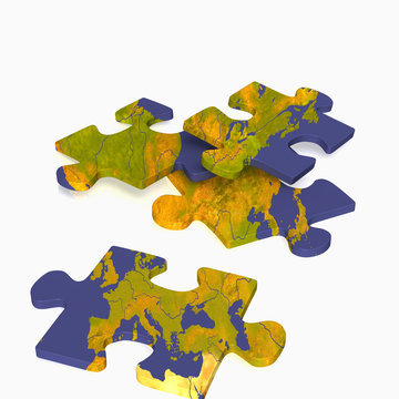 Puzzelteile mit Welttextur